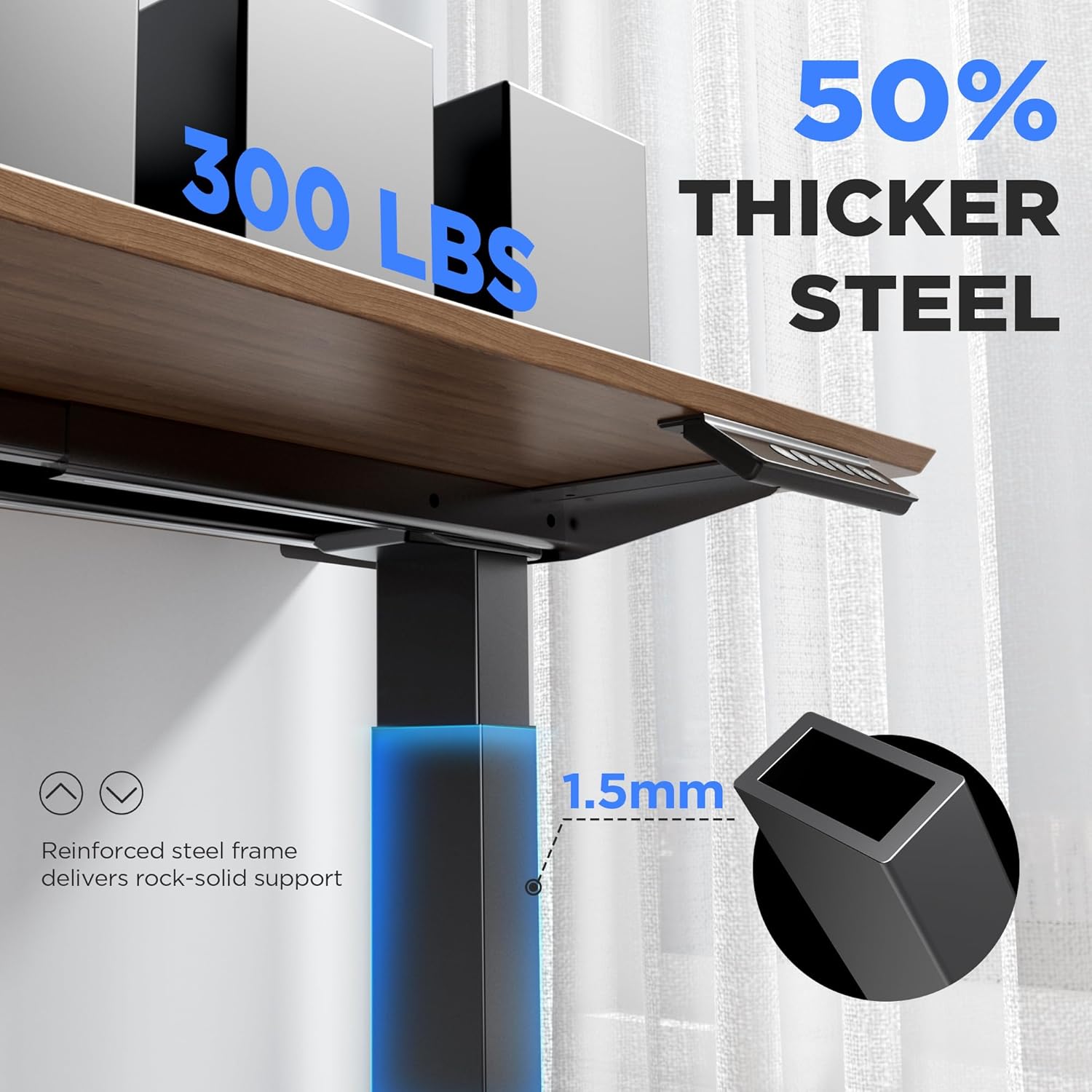 Dual Motor Electric Standing Desk Frame - 300 lbs Heavy Duty, 3 Memory Height Presets - Sit Stand Desk Frame, Computer Height Adjustable Desk Legs & Base for 43.3"–63" Desktop, Black Frame Only