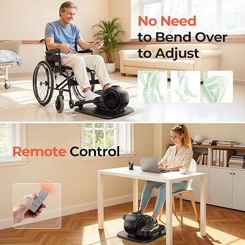 Miniatura 7 de Máquina elíptica de ejercicio para debajo del escritorio, elíptica eléctrica para personas mayores con resistencia y velocidades ajustables de 10