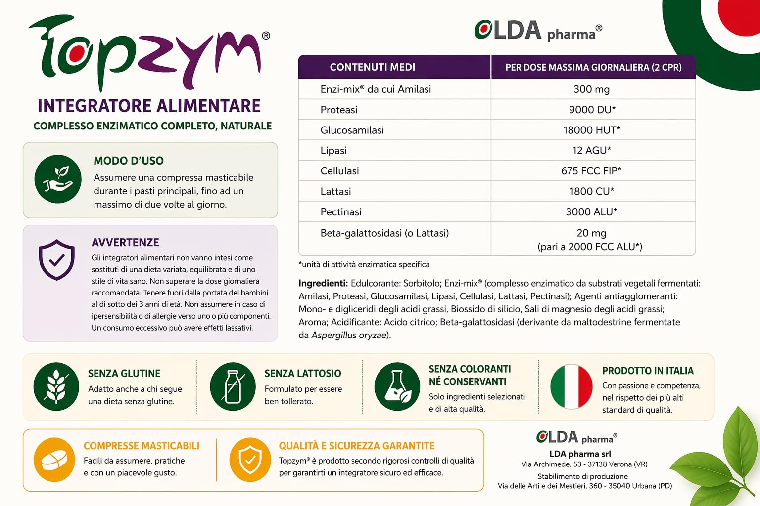 Topzym Enzimi Digestivi Completi – Integratore Digestivo Naturale per tutti i giorni - contro il Gonfiore Addominale - Digestione Rapida e Leggera - Kit 2 Confezioni