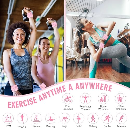 Miniatura 6 de Pesas de muñeca, pesas ajustables para muñeca y tobillo para mujer, pesas para brazos y piernas (1 libra cada una), pulseras con peso para caminar