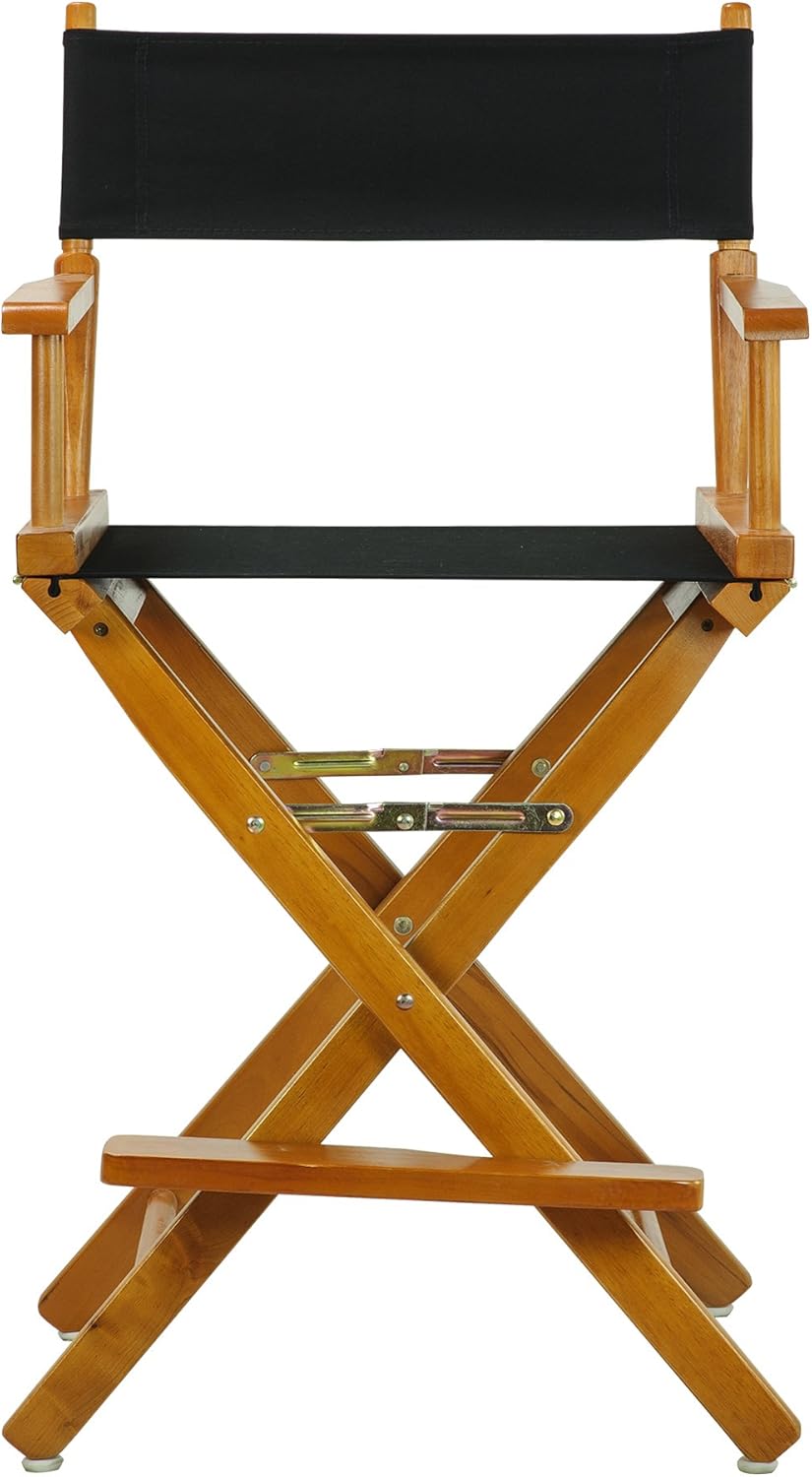 Casual Home Director's Chair ,Honey Oak Frame/Black Canvas,24" - Counter Height