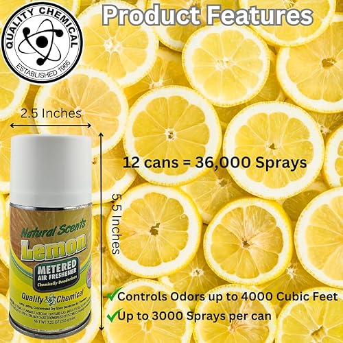 Miniatura 2 de Quality Chemical Lata de repuesto de fragancia en aerosol medidor, para ambientador automático, repuesto automático, limón, 7.25 onzas (paquete de