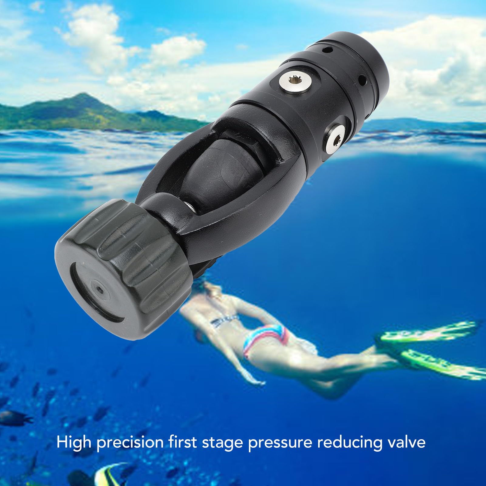 Regulador profesional de buceo, sistema de yugo de primera etapa, aleación de aluminio de alto rendimiento, control de flujo de aire de precisión para buceo profundo, cueva y agua fría