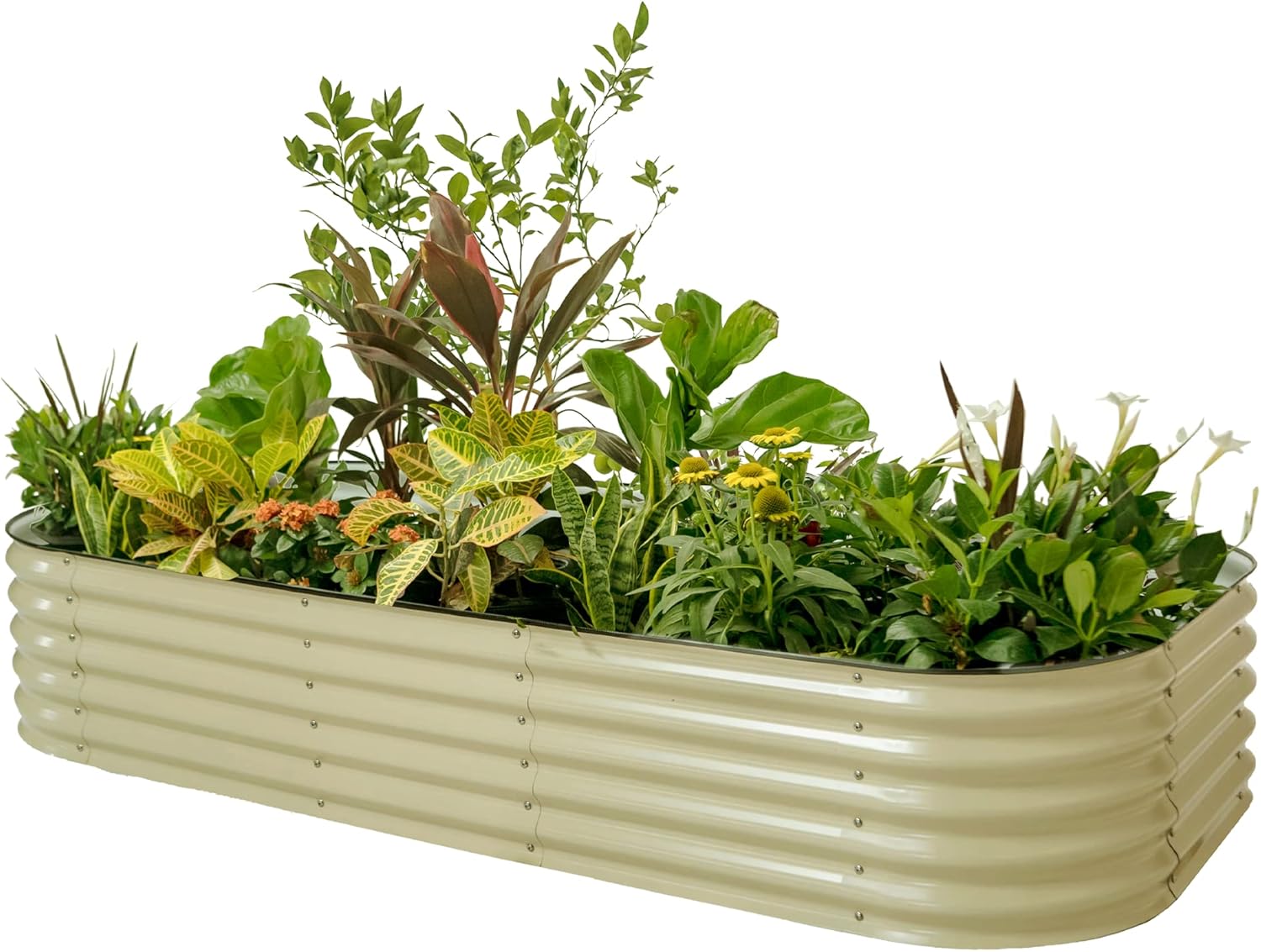 Vego Garden Raised Bed Kit - 17" Tall 10-in-1 Modular Planter (Pearl White)