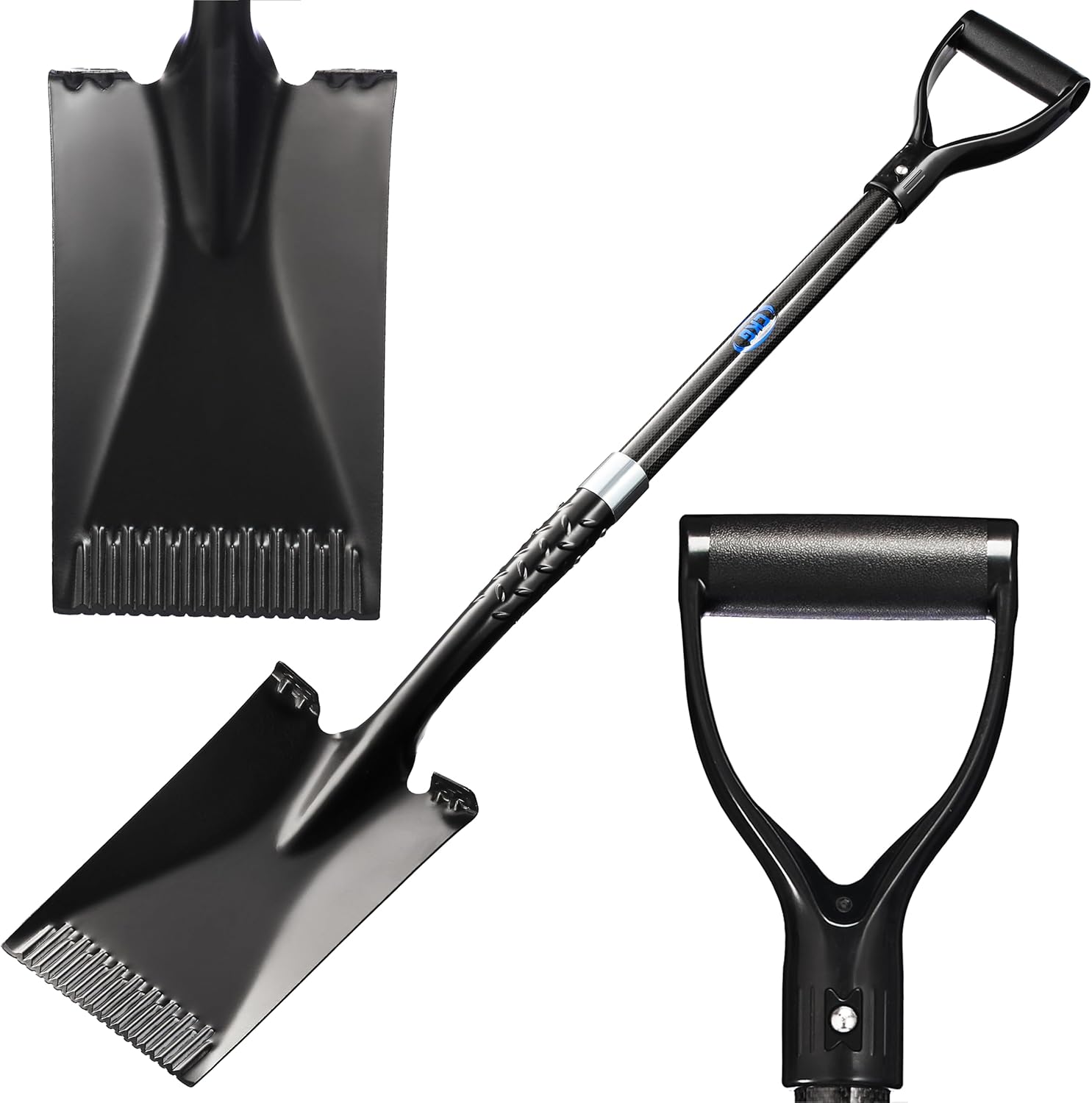 CKG Spade Shovel for Gardening with Carbon Fiber Handle, Heavy Duty Flat Shovel for Digging 43 Inch, Edging Tool for Landscaping and Trenching, Flat
