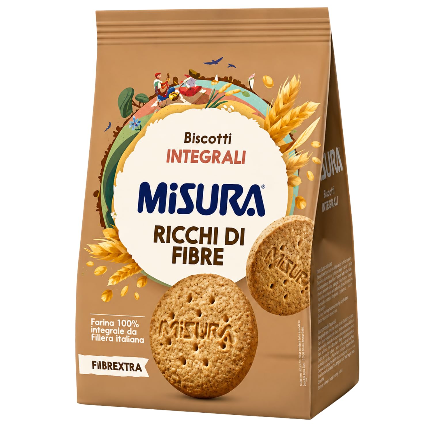 Biscotti Integrali Ricchi di Fibre 330g 100% Farina Integrale Snack Colazione Sana Variazioni 4/8/12 Confezioni (12 PEZZI)