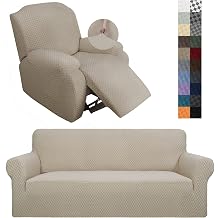 YEMYHOM 1 Piece Couch Cover + 4 Pieces Recliner Cover Khaki