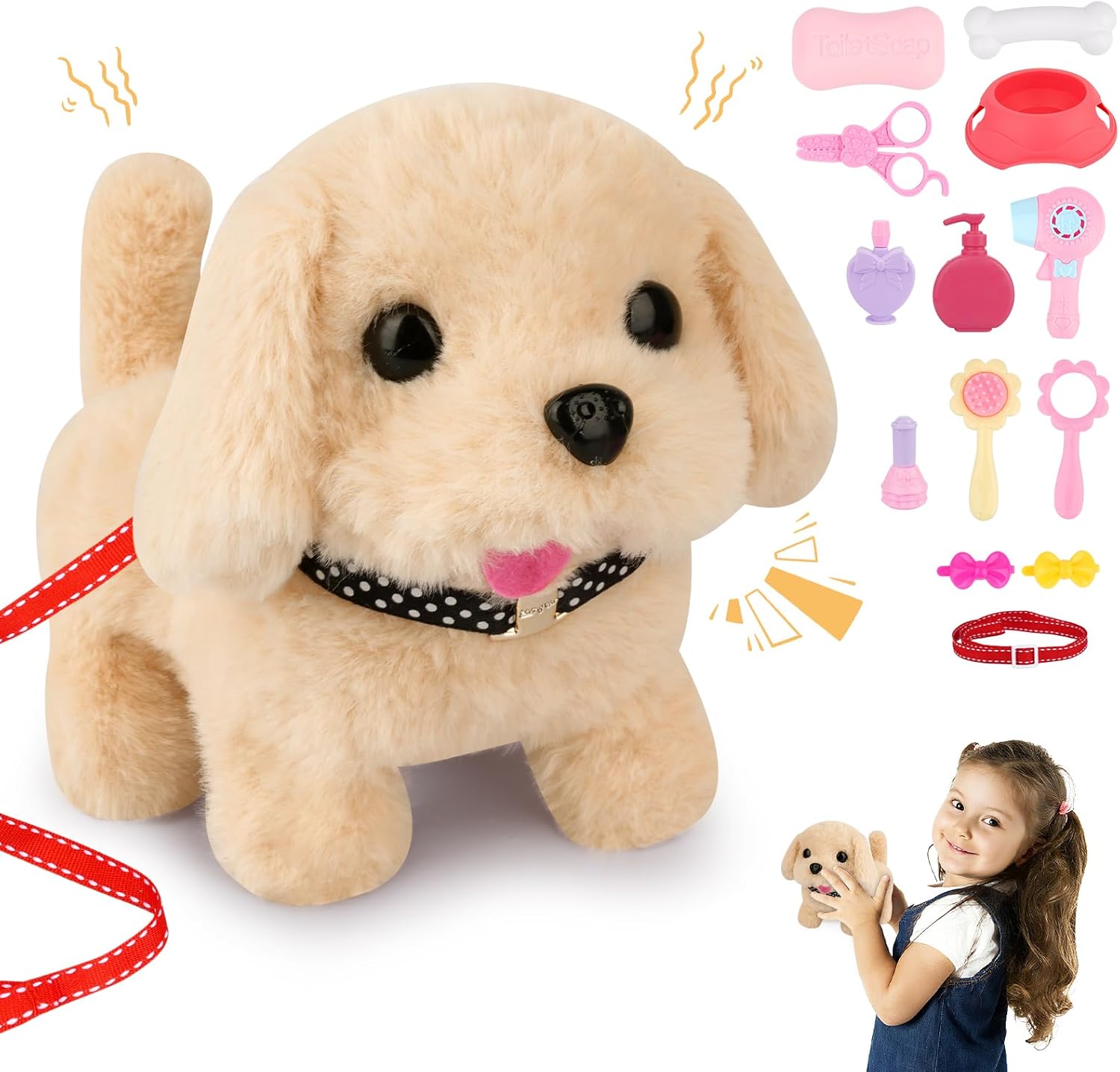Dog Plush - Walking Dog Plush Toys, Electronic Interactive Stuffed with Turtle Backpack, Cute Puppy Stuffed Animals Gifts for Kids Boys Girls
