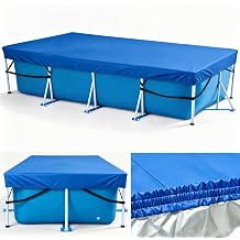 Rectangular Pool Cover 157in x 83in, 13 x 7ft Rectangular Pool Cover Made of Heavy-Duty Waterproof Oxford Fabric for Rectangular Above Ground Pool Built-in Elastic & Strong Webbing - Easy Set, Blue