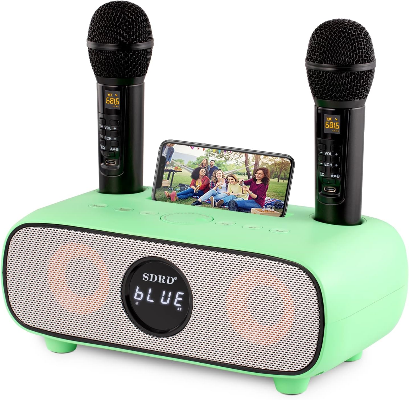 Macchina Karaoke Portatile GJCrafts Con 2 Microfoni Wireless - Cassa Bluetooth 20W Per Feste - Foto 8
