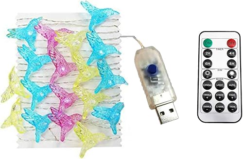 Miniatura 5 de Sezrgiu Guirnalda de luces decorativas de colibrí, 14 pies, 40 LED, 8 modos, funciona con USB, para dormitorios, fiestas, bodas, jardín, decoración