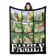 Custom Blanket Personalized Blanket Gifts for Family and Friends, Customized Throws Blankets with Photo and Text as Gifts for Mom, Dad, on Mothers Day, Fathers Day, Birthday, Anniversary