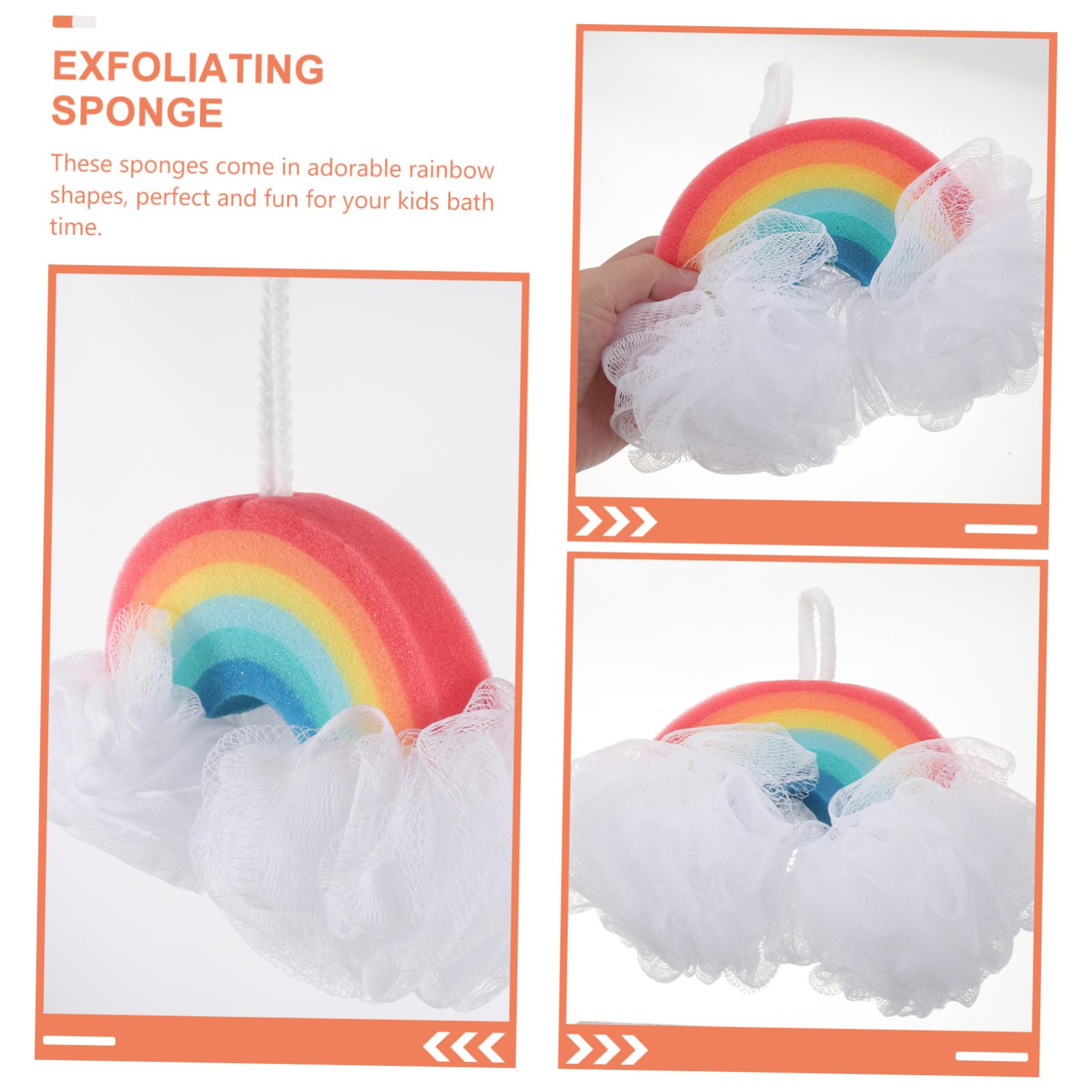 Alipis Spugna Esfoliante per Doccia Bambini 2 Pezzi a Forma di Arcobaleno potere Scrub e Bolle Ricche, Spugna Morbida per Bagno dei Piccoli