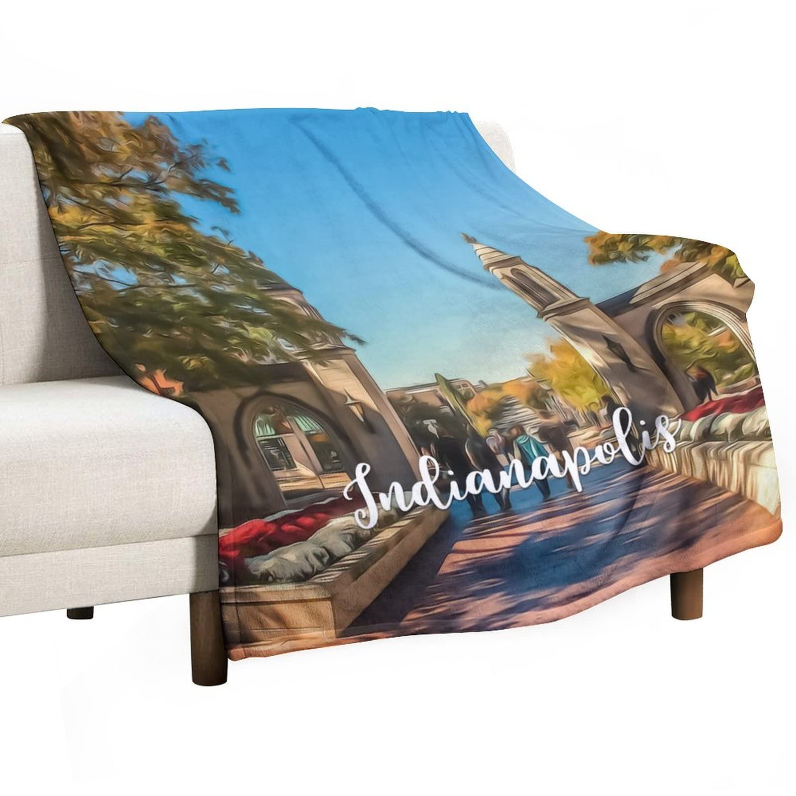 Couverture duveteuse surdimensionnée chaude paysage urbain Indianapolis 130x150