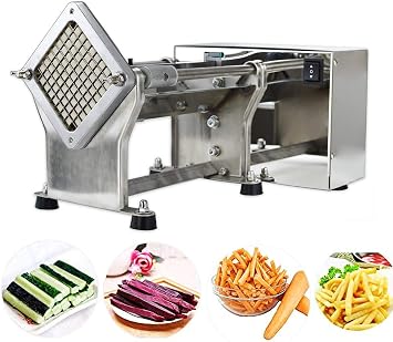 Electric French Fry Cutter Automatic Potato Chip Cutting Machine Stainless Steel Vegetable Slicer for Potatoes Carrots Cucumbers With 3 Sizes Of Replaceable Blades Suitable Commercial/Household