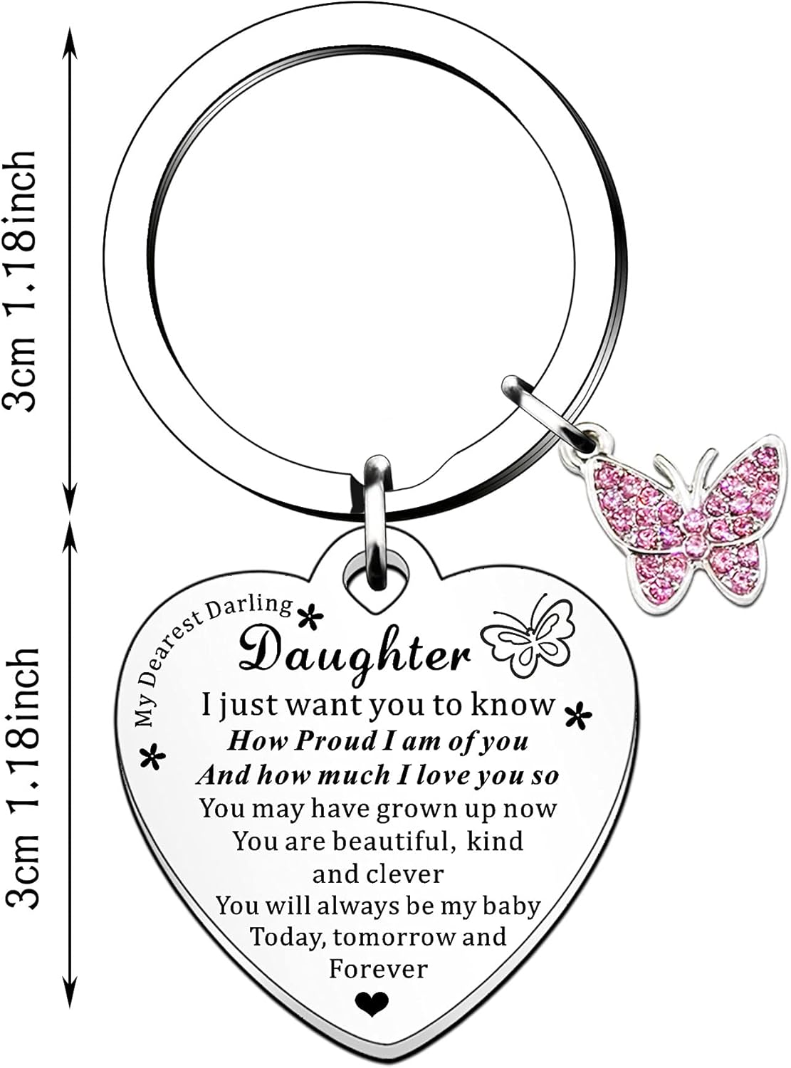 HULALA Daughter Gifts From Mum Dad Daughter Keyring Key chain For Birthday Christmas Graduation Gifts, Silver - Image 3