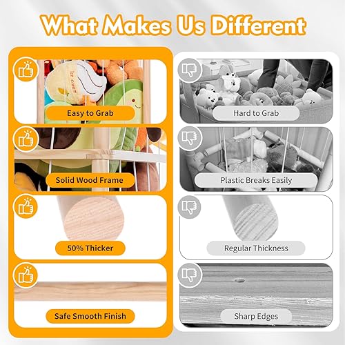 Miniatura 3 de Organizador grande de almacenamiento de animales de peluche, zoológico de almacenamiento de animales de peluche de madera, soporte para juguetes,