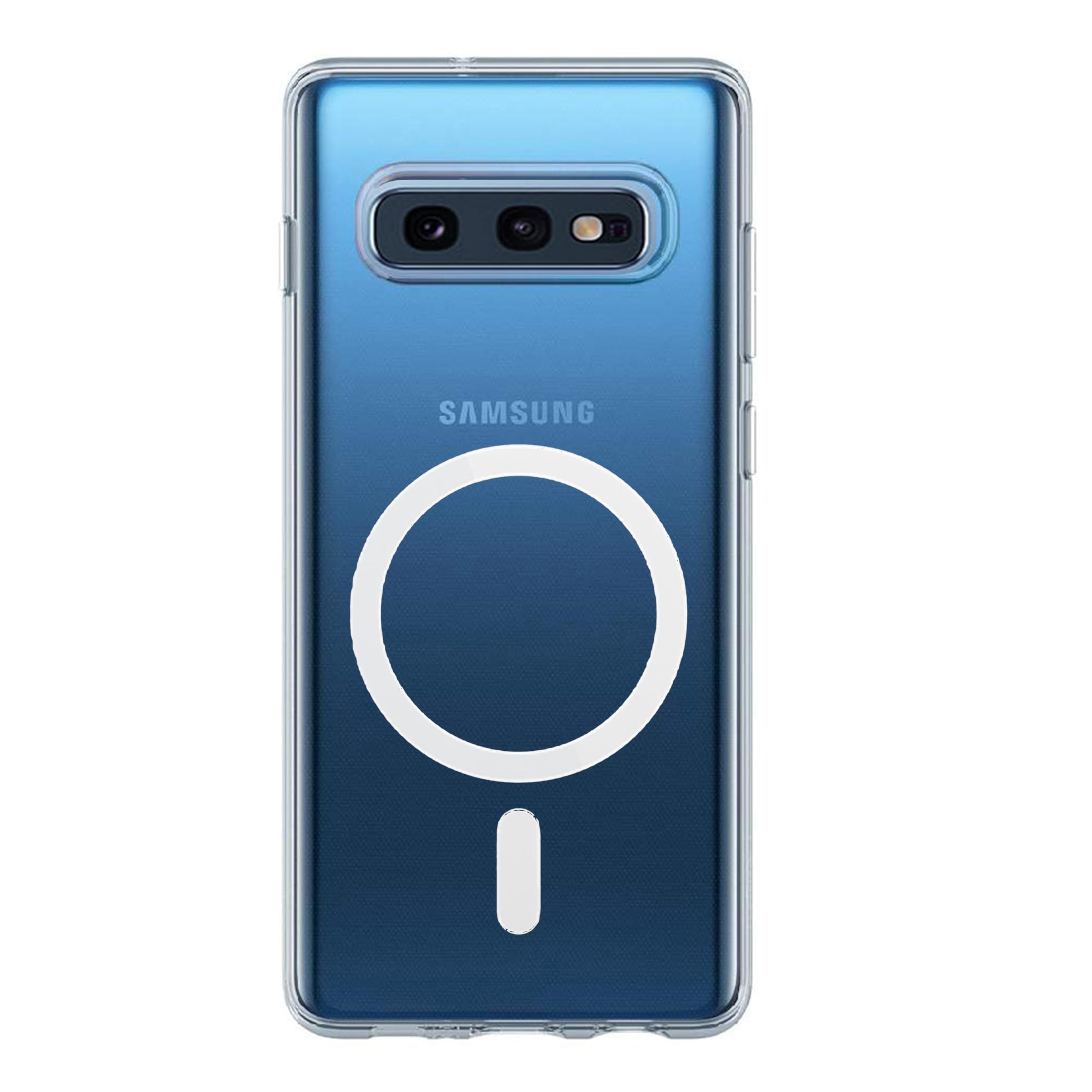 CaseGarrage Back Cover for Samsung Galaxy S10E | MagSafe Compatible | Shockproof Transparent Case | Slim & Protective Bumper Cover | Anti-Scratch, Wireless Charging Support (White Edges-110725)