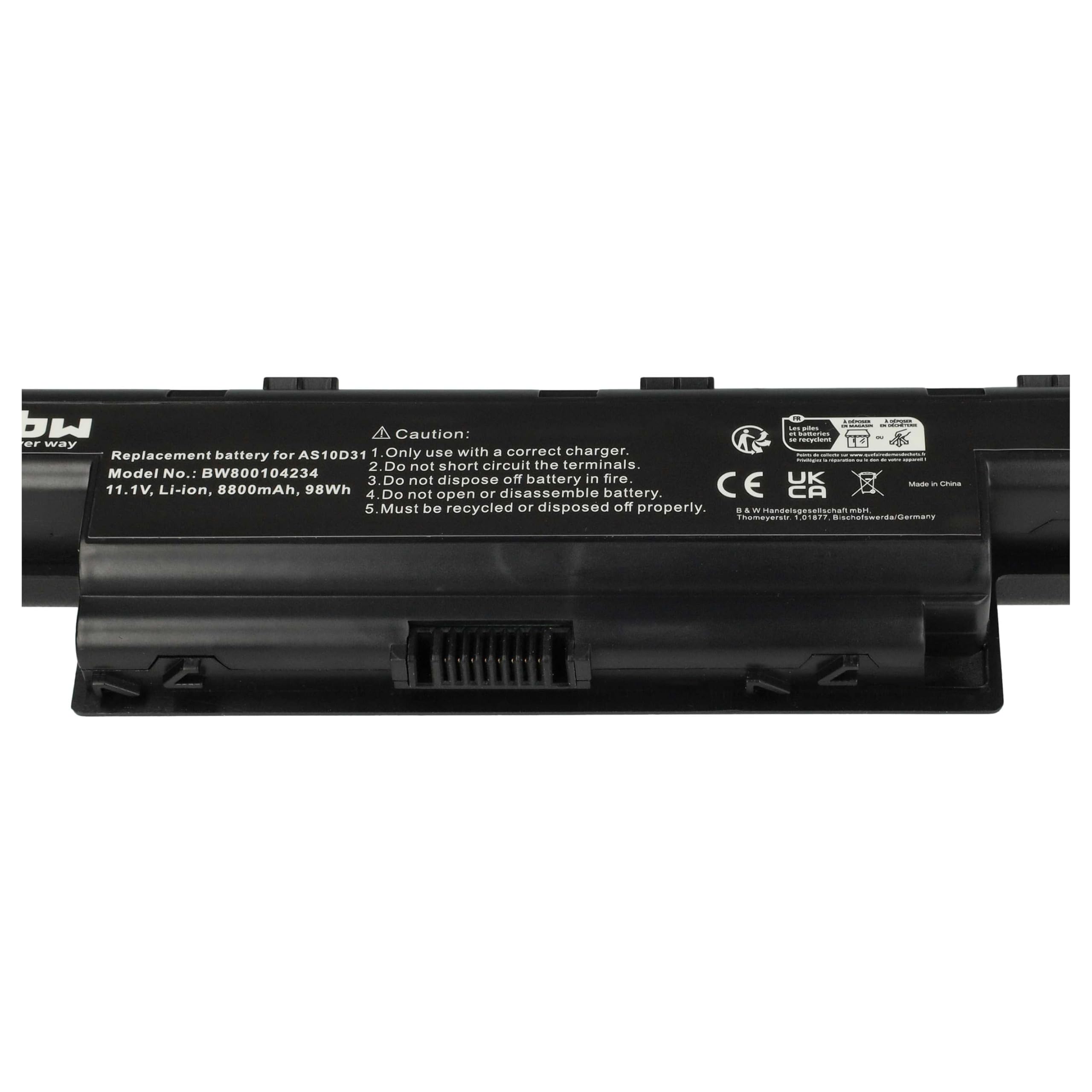 vhbw Akku kompatibel mit Acer Aspire 7552, 7552G, 7741G, 7741Z, 7741ZG, 7750, 7750G, AS4551-2615 Notebook (4400mAh, 11,1V, Li-Ion