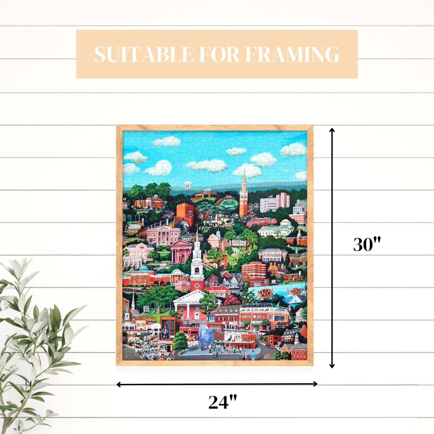 Heritage Puzzle - Chapel Hill by Susan Wells Vaughan 1000 Piece Puzzles for Adults - Skyline and Cityscape Montage of University Landmarks, Frameable Jigsaw Puzzle 30" x 24" Finished Size