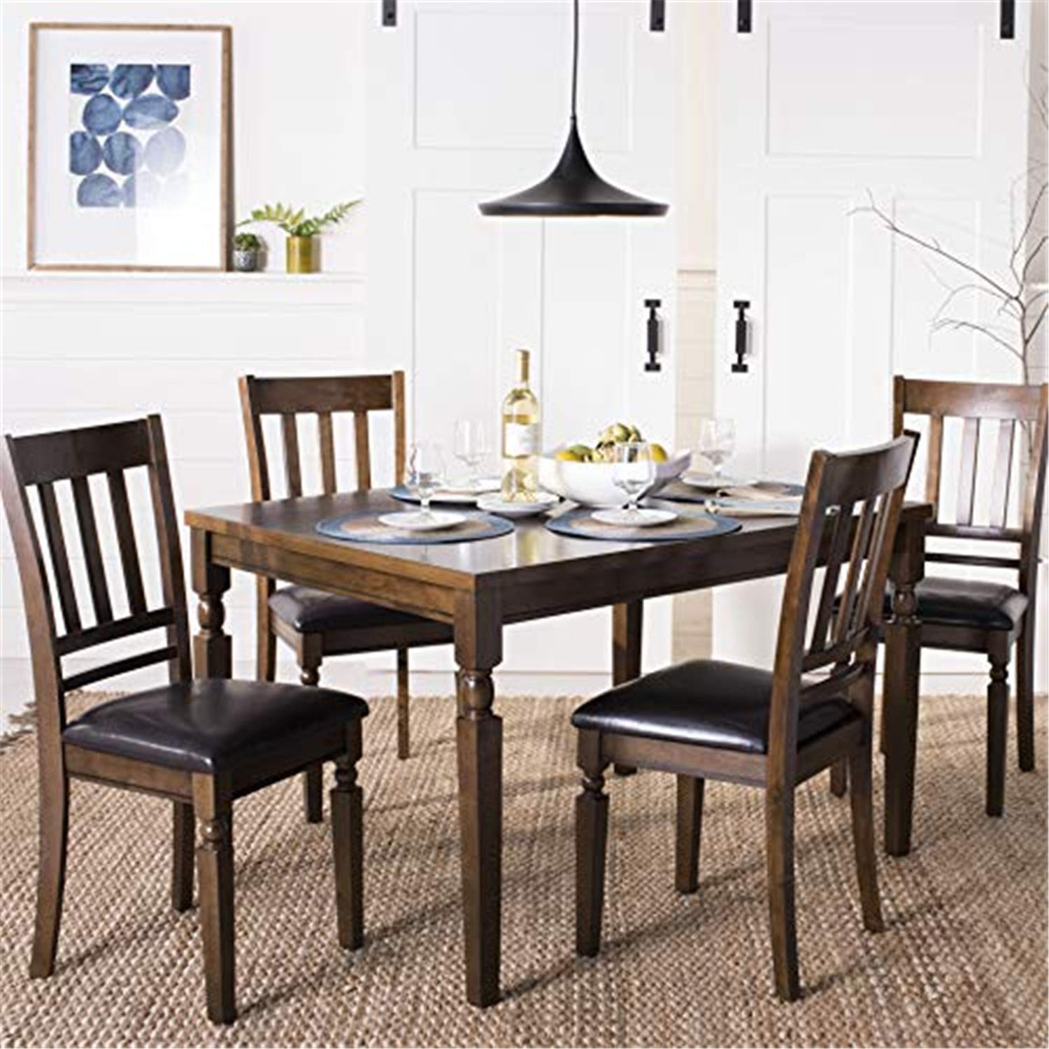 Safavieh Home Collection Kodiak 5 Piece Dining Set, Light oak and Black