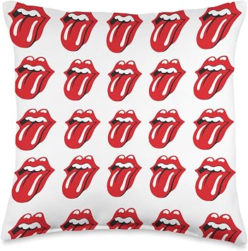 Official Rolling Stones Classic Repeat Tongue White Throw Pillow