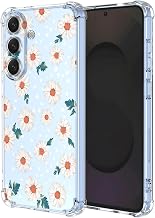 XINYEXIN Case for Samsung Galaxy S25 FE 5G Flowers Floral Pattern Slim Anti-Shock Transparent Soft TPU Bumper Clear Case – Daisy