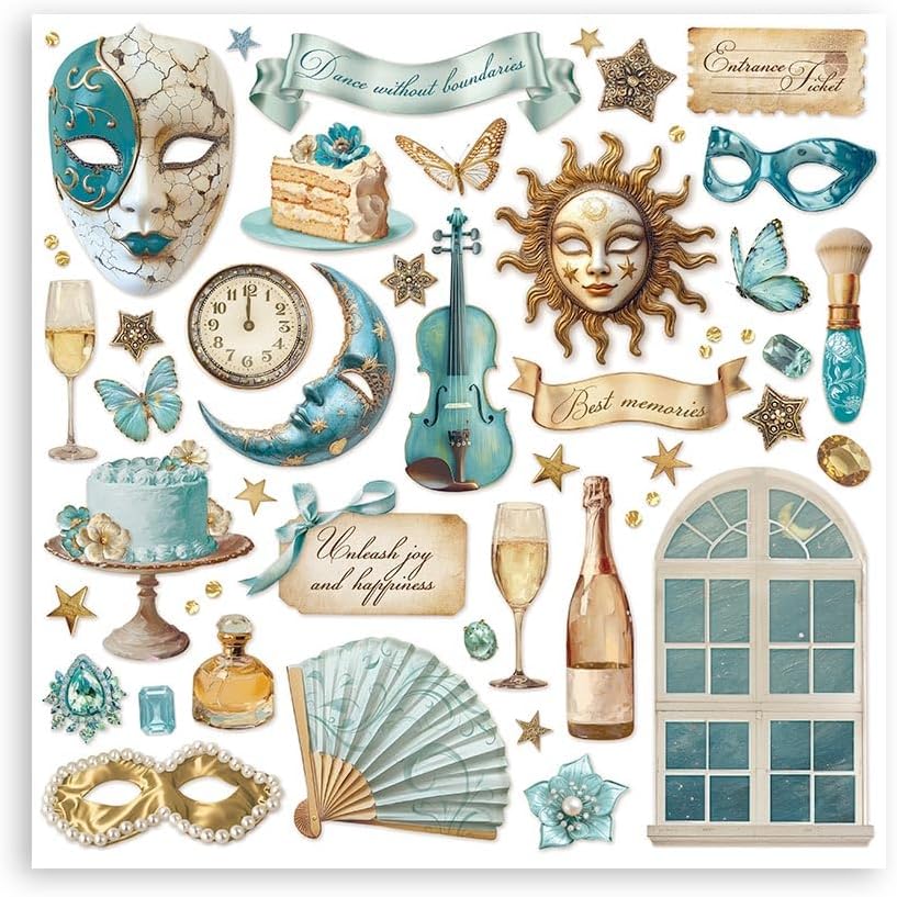 Stamperia - Scrapbook Paper Pad for Scrapbooking, Albums, Card Making, Bullet Journalling and More, Acid Free, Single Face, Perfect for Hobbies, Crafts, and Gifting (Masquerade) (30.5 x 30.5 cm)