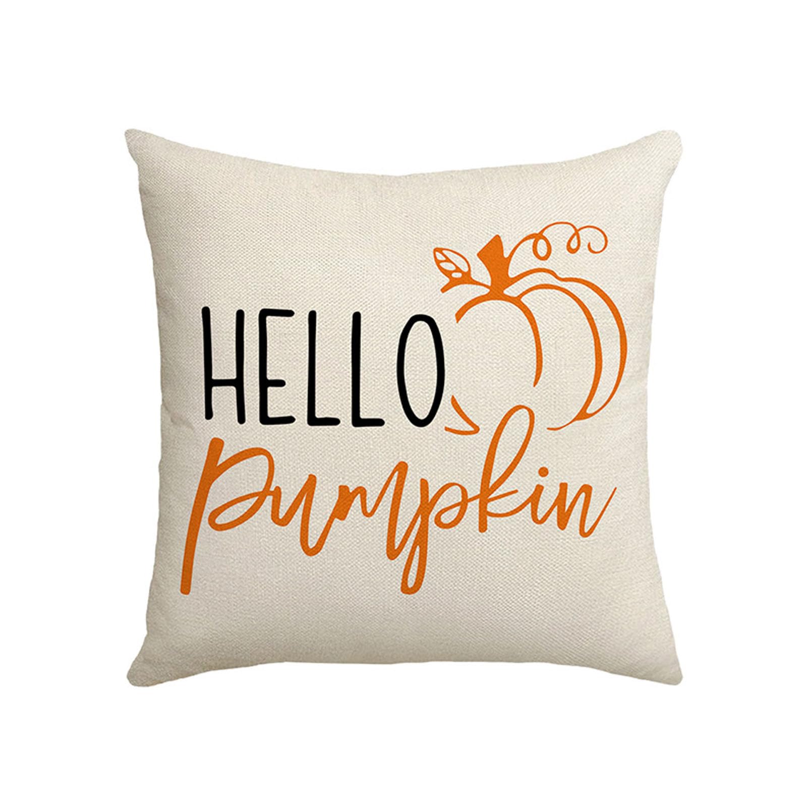KLUSIET Fall Pillow Covers 18x18 Set of 4, Pumpkin Linen Throw Pillow Covers, Harvest Autumn Thankful Maple Leaf Fall Decorations for Home Sofa Couch(C-1pcs)