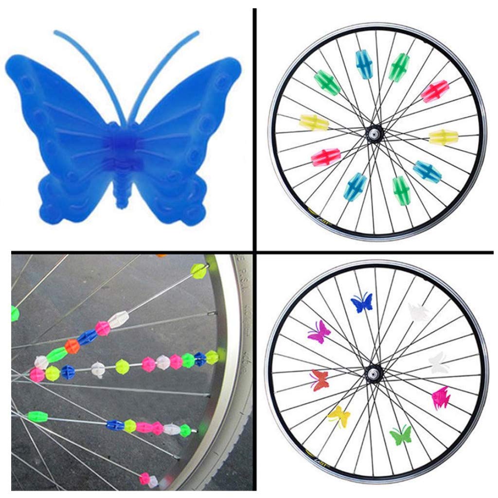 Decorazione adesiva con clip riflettente per raggi della bicicletta Spia per ruota della bici Perline riflettenti Riflettore per raggi della ruota Decorazione carina  18