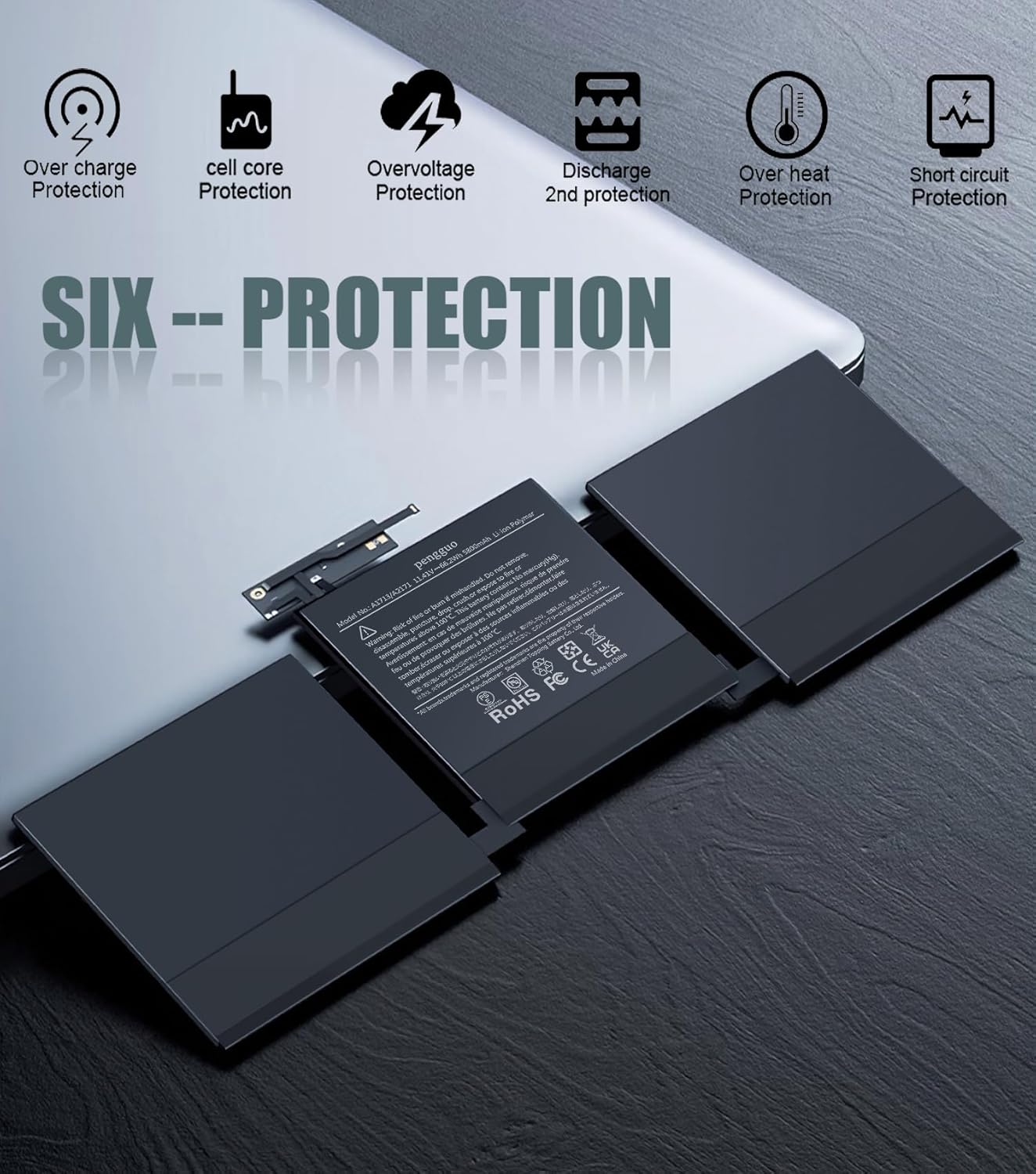 Battery A1713 for MacBook Pro 13 Inch A1708 Late 2016 Mid 2017 EMC 2978 3164, Replacement Battery A2171 for MacBook Pro 13 Inch A2159 (2019) A2289 (2020) A2338 (2020) Higher Capacity