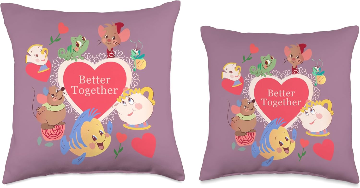 Disney Princess Valentine’s Day Love Heart Better Together Throw Pillow