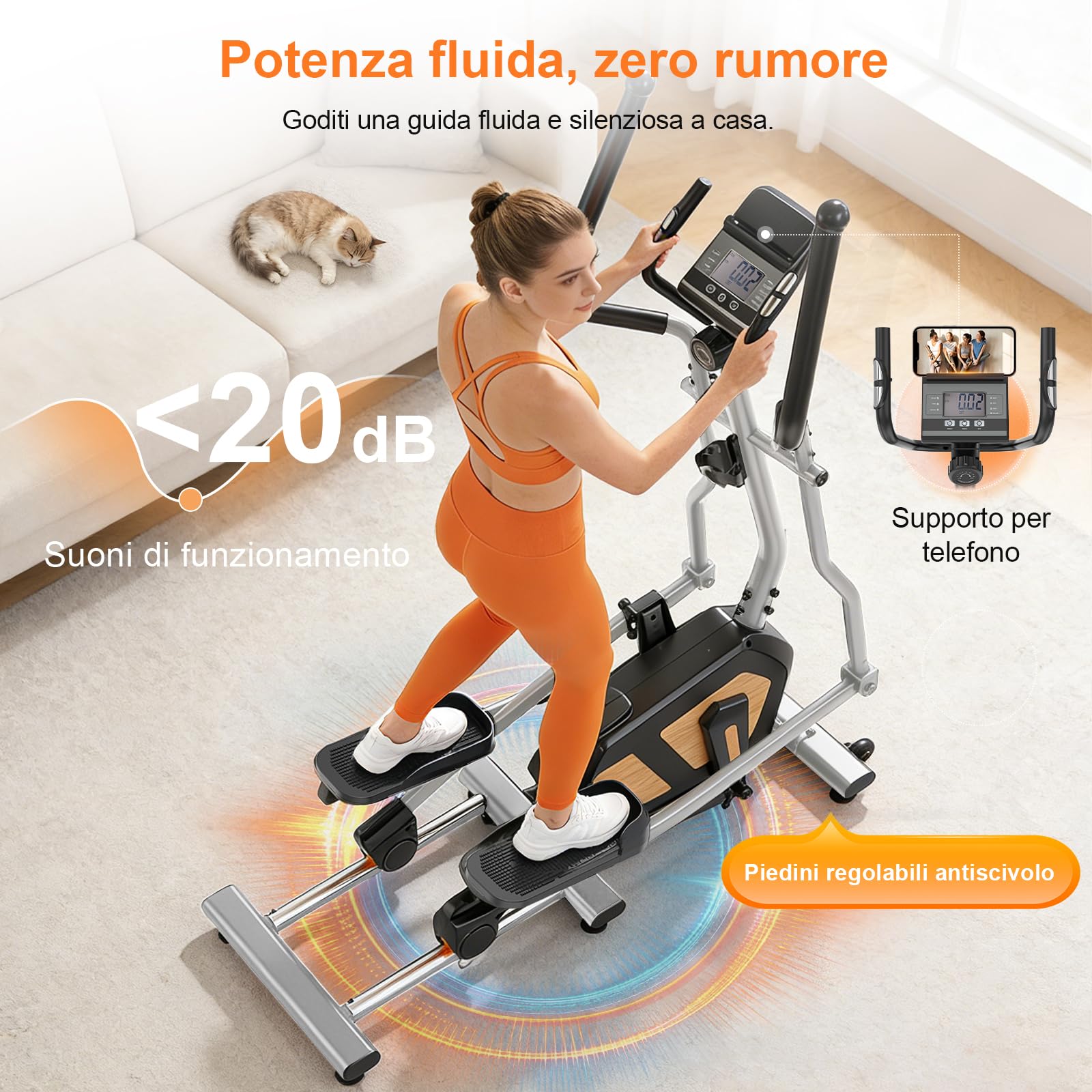 Neezee Ellittica per Casa, Ellittica Professionale con 16 Livelli di Resistenza Silenziosa, Monitor LCD con Bluetooth, Falcata da 17,7 Pollici, Recentemente Aggiornato Ellittiche, Supporta 330LBS