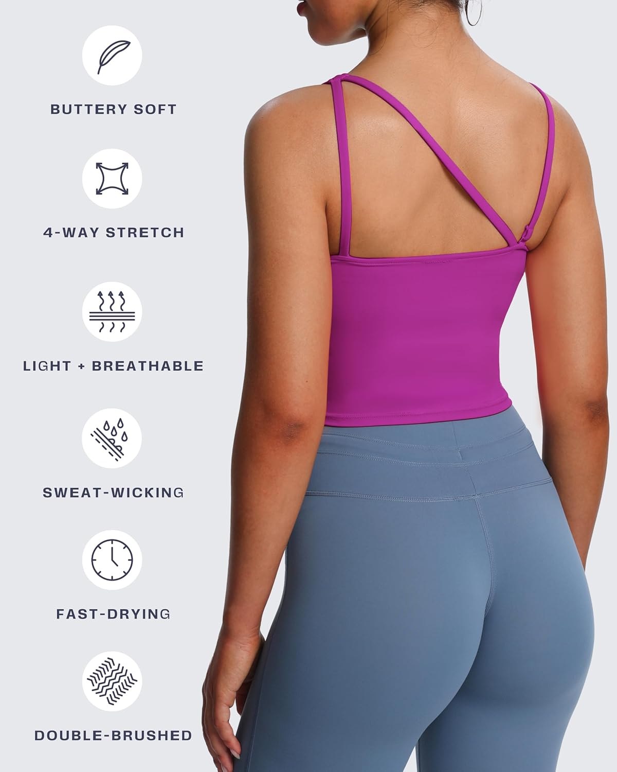 Aoxjox Women's Workout Sports Bras One Shoulder Astoria Longline Tank Fitness Training Gym Yoga Crop Tanks - Image 6