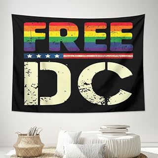Free DC - Washington DC Statehood Pride Rainbow Tapestry for Party,60x40 Inch Wall Hanging Banner Background Tapestries Decor Living Room