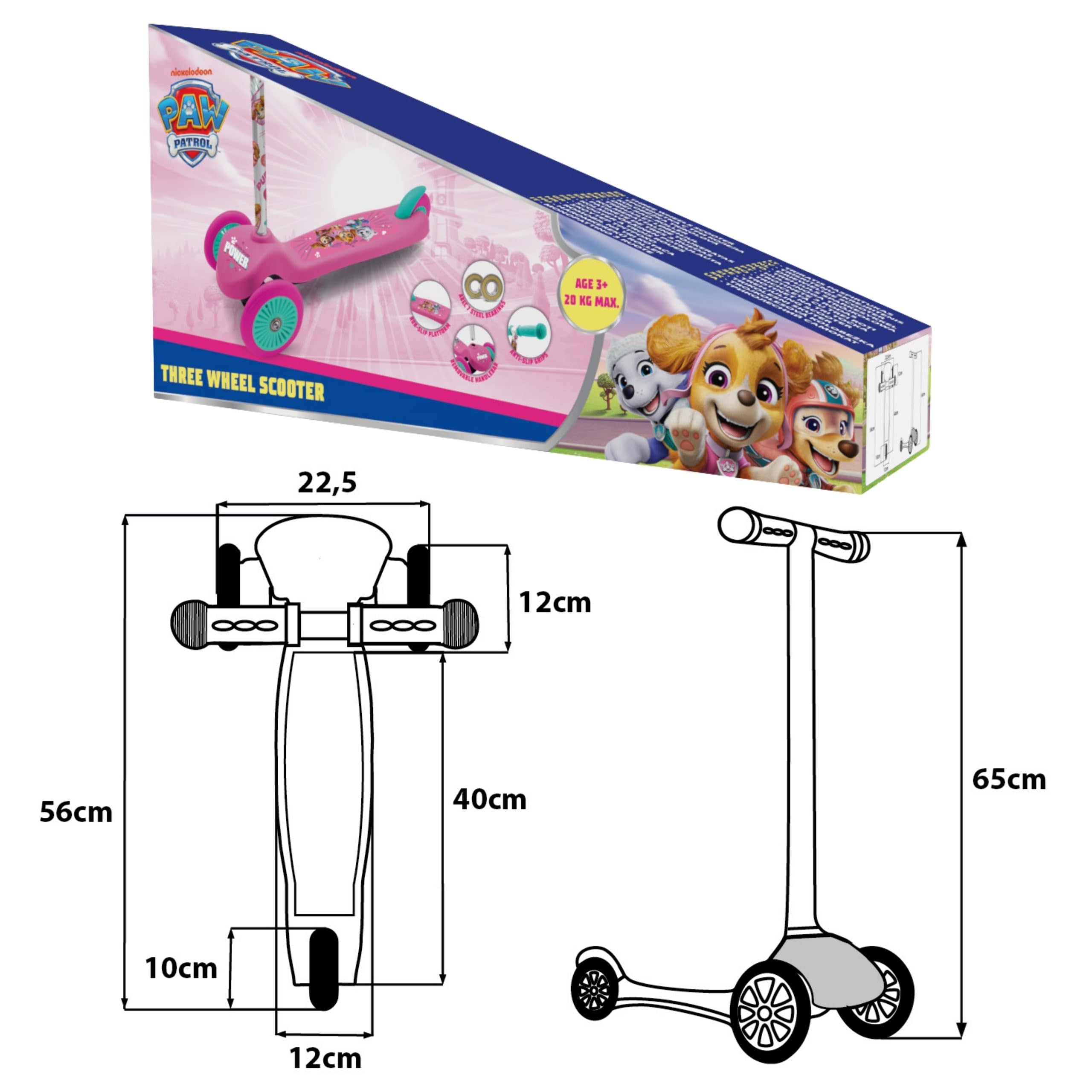Disney Stitch Patinete de Tres Ruedas, con Equilibrio, Antideslizante, Plegable, hasta 20 kg