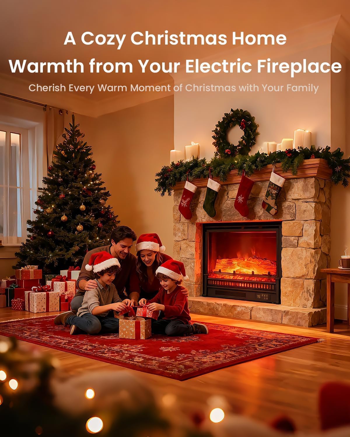AIRMATE 1500W Electric Fireplace Heater, 22In Electric Fireplace Insert Logs, Fire Places Fireplace 12H Timer, Adjustable Flame Colors & Light Remote Overheat Protection