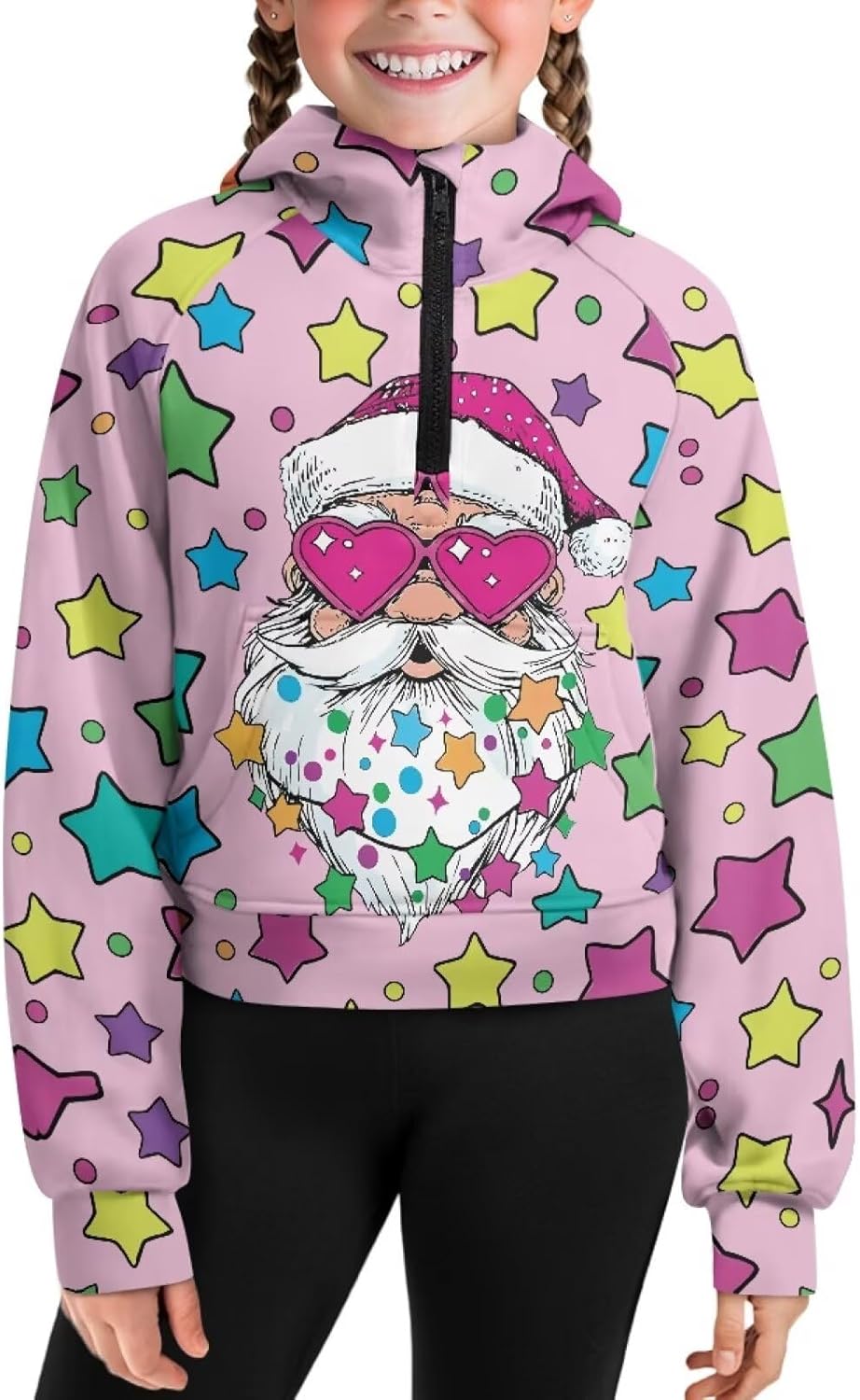 YEXIATODO Girls Christmas Half Zipper Pullover Sweatshirt Kids Long Sleeve Hoodies Pullover Sweatshirts with Pocket for Girls