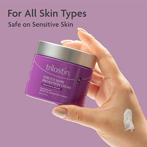 Miniatura 7 de Crema para estrías de TriLASTIN para el embarazo - Prevención de estrías del embarazo y crema para la barriga de embarazadas y aceite