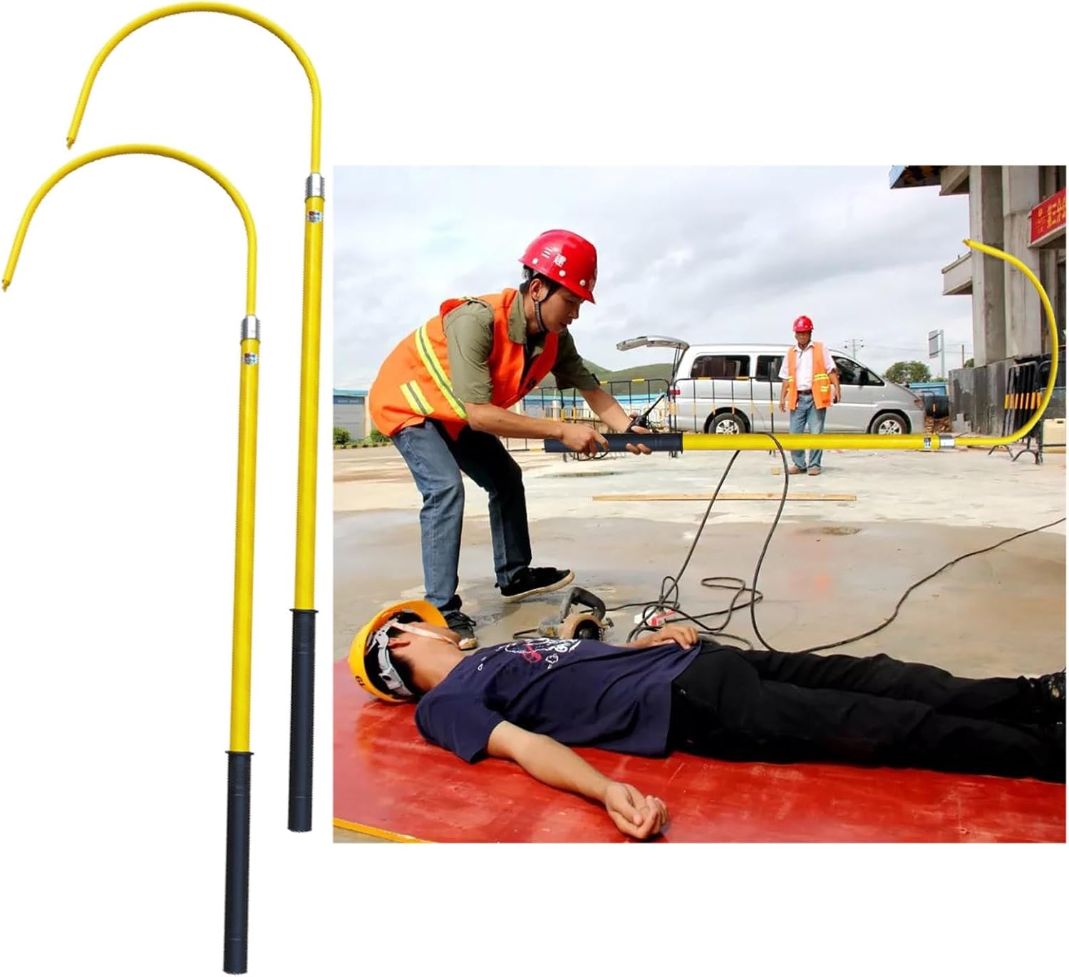 Rescue Hook Emergency Rescue Sticks 2 Pcs Electrical Safety Emergency Life-saving Tools for Home, Lightweight Anti-Electrocution Rescue Hook with Rescue Pole, for Power Station Electrical Emergency Ca