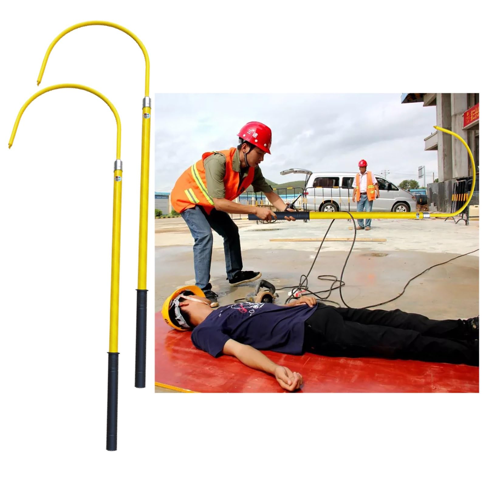 Pcs Electrical Safety Emergency Life-saving Tools for Home, Lightweight Anti-Electrocution Rescue Hook with Rescue Pole, for Power Station Electrical Emergency Care(Green)
