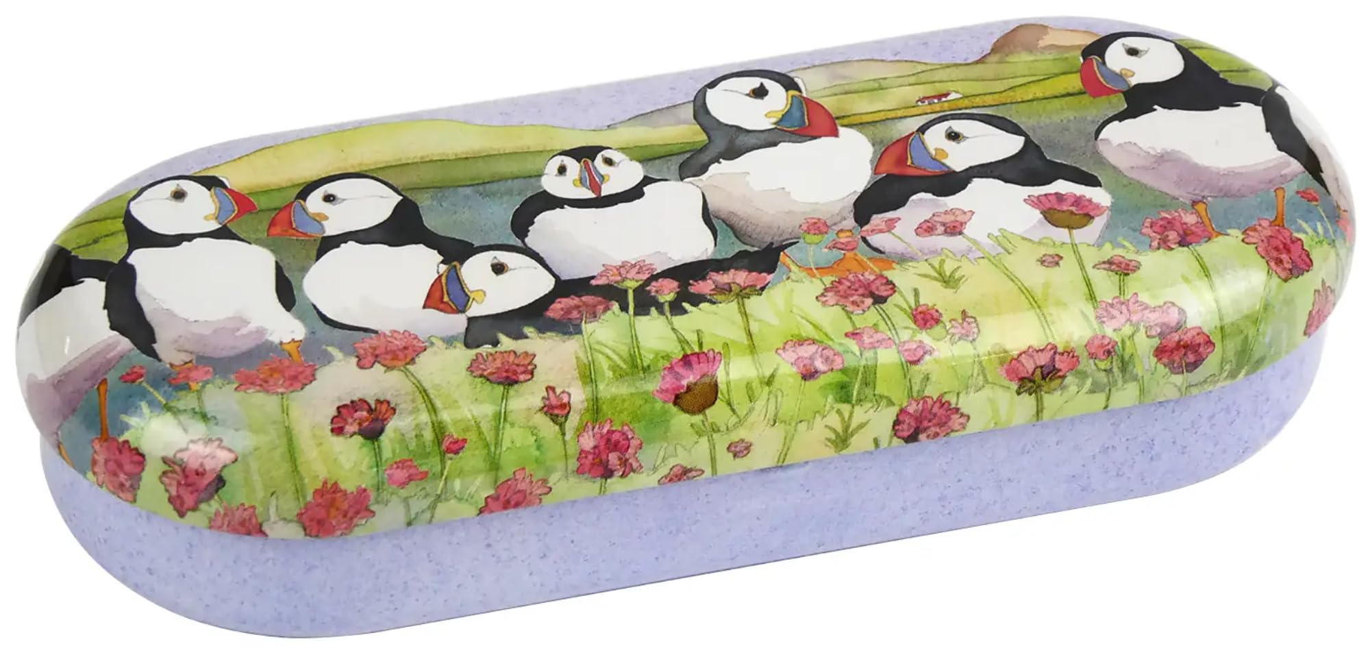 Emma Ball Metal Glasses Case Puffins and Sea Thrift