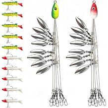 2 Pack Alabama Rig Kit 5 Arms 8 Blades Umbrella Rig, 2 Rigs+10 Jig Heads