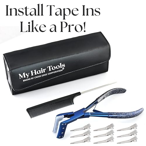 Miniatura 5 de My Hair Tools - Kit de herramientas de extensión de cabello, incluye cinta adhesiva, alicates para sellado de superficie plana, 9 clips de