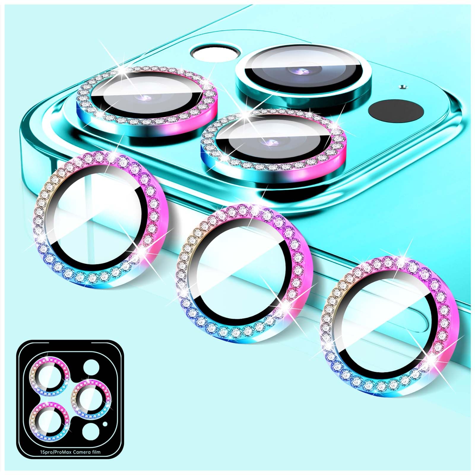LucBuy Protector de Lente de Cámara Compatible con iPhone 11 Pro/11 Pro Max, Diamantes Cubierta de Lente de Cámara, Pantalla de Vidrio Templado Anillos de Metal Individuales con Alineación Automática