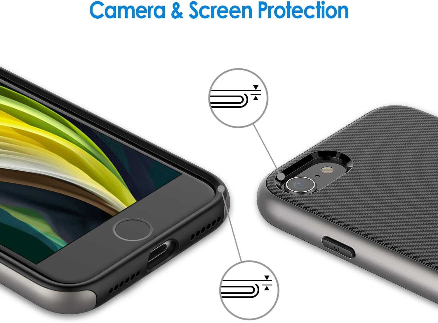 JETech Slim Fit Case for iPhone SE 2nd Generation, iPhone 8 and iPhone 7, 2-Layer Protective Cover, Thin, Carbon Fiber, Grey