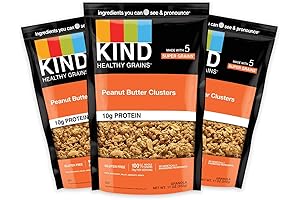 KIND HEALTHY GRAINS Granola 10g Protein Peanut Butter Granola Clusters, 11oz, Pack of 3 