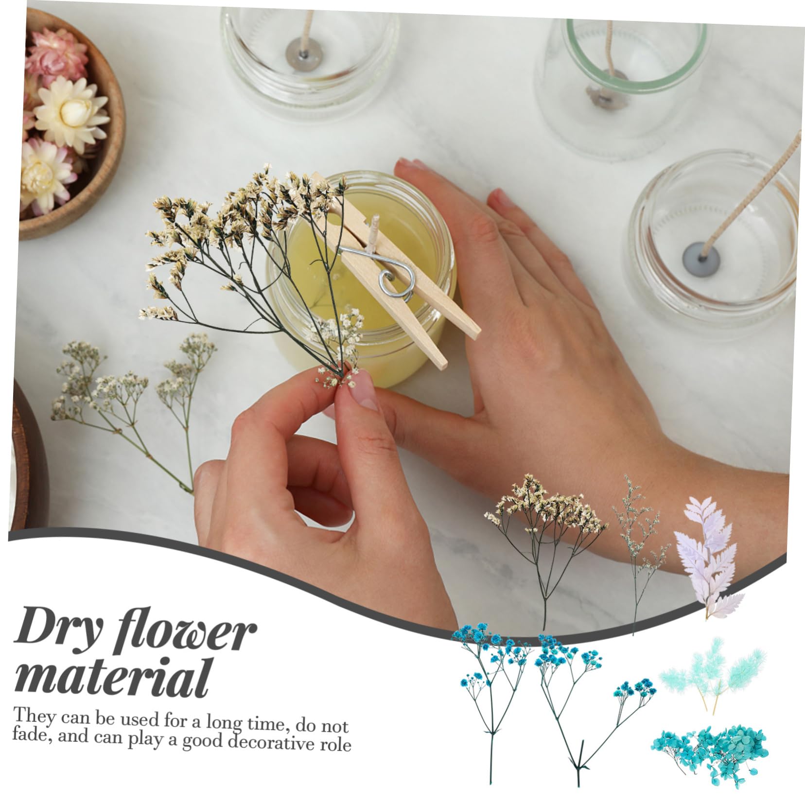 Abaodam 5ensembles Fleurs Séchées Naturelles pour Bougies Artisanales Matériaux à Base De Fleurs Séchées pour Décoration Artisanat Époxy Accessoires Maison