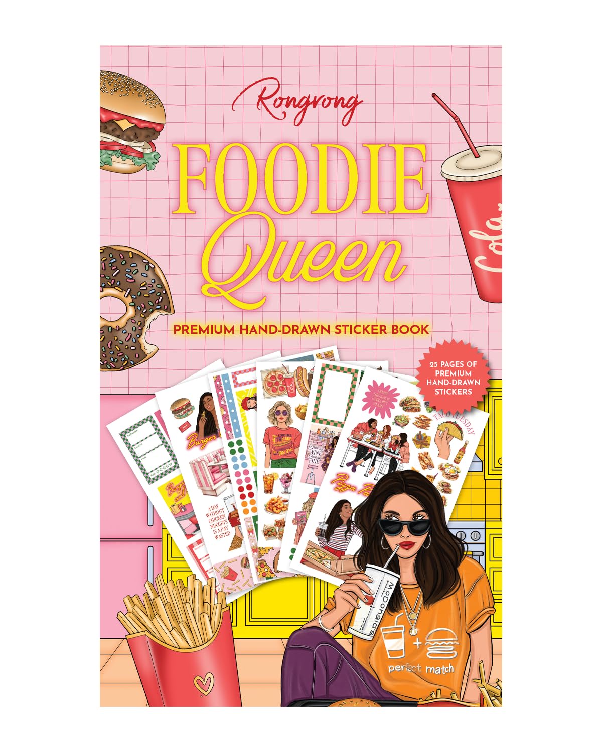 Rongrong Foodie Queen Planner Stickers Book for Planners, Calendars, Journals and Projects – Premium Quality Hand Drawn Transform Your Meal Planning -