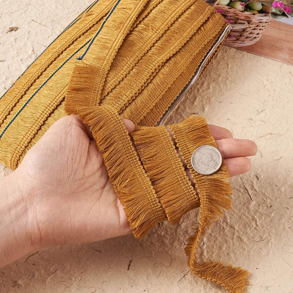 Beadthoven 1 Inch Fringe Tassel Trim 27 Yards Polyester Fibre Lace Trim Ribbon for Sewing Quilting DIY Home Decor DarkGoldenrod - Image 4